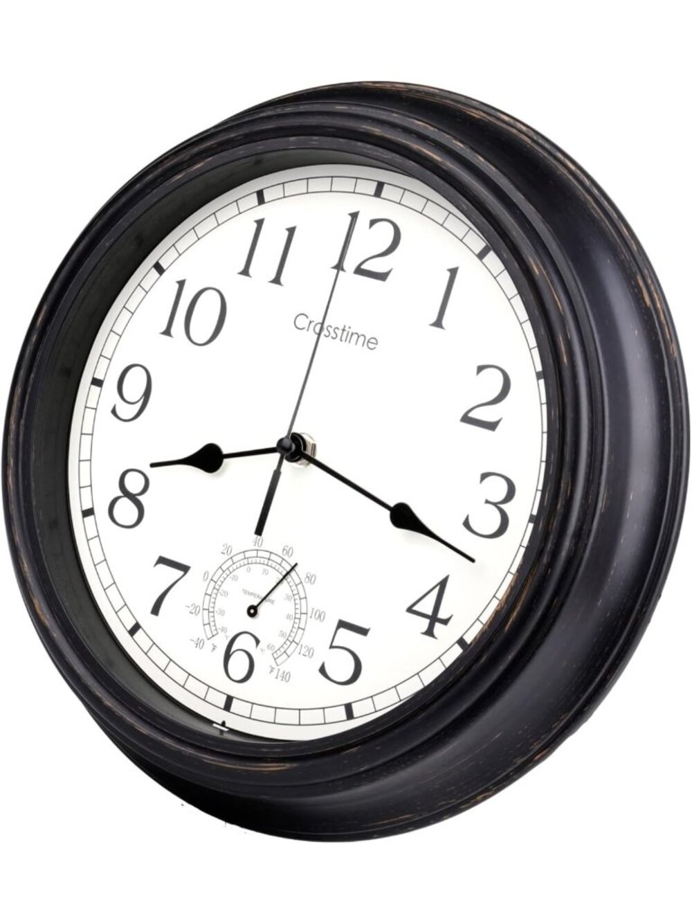 Vintage 12-Inch Waterproof Indoor Outdoor Clock with Thermometer - Silent Quartz